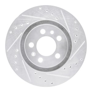 Volkswagen Golf City Brake Rotor (1) - Front Right - R1 Concepts - Drilled & Slotted - Silver - `98-`15